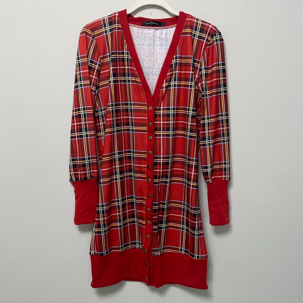 Red Plaid Cardigan